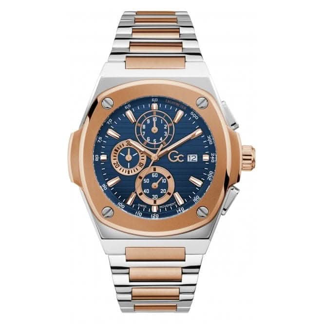 GC Gents Coussin Shape Silver Rose Gold Watch Y99002G7MF