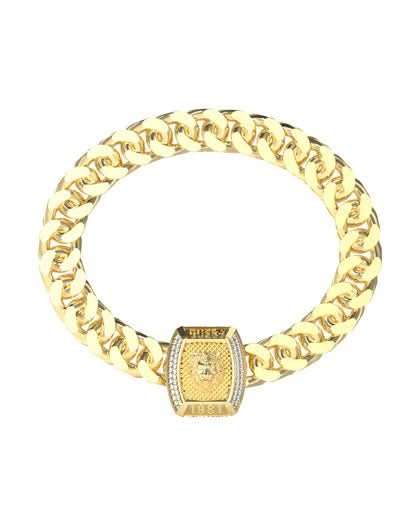 Gents Large Lion Head Crystal Coin Bracelet UMB05005YGLGuess JewelleryUMB05005YGL