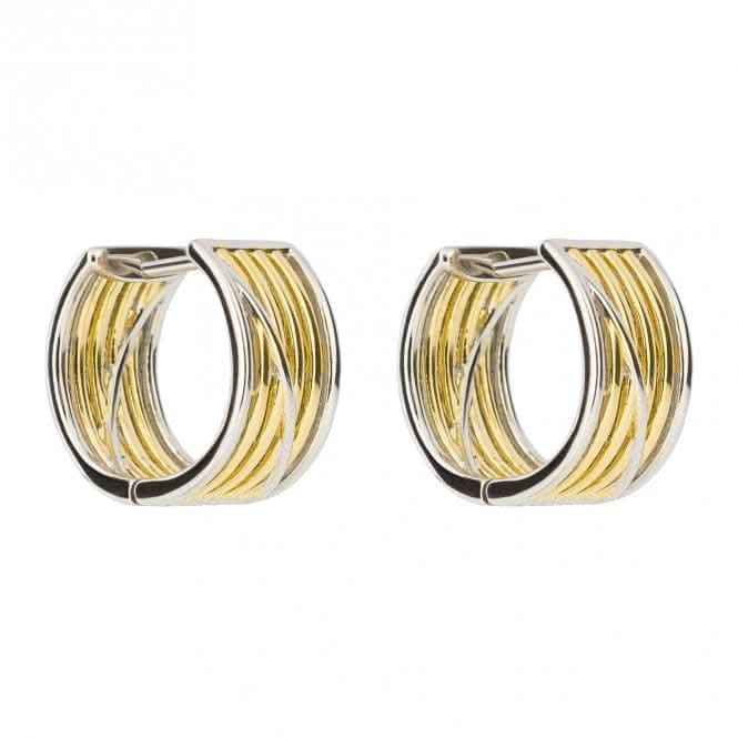 Fiorelli Silver Design Rounded Rectangle Gold Hoop Earrings E6221