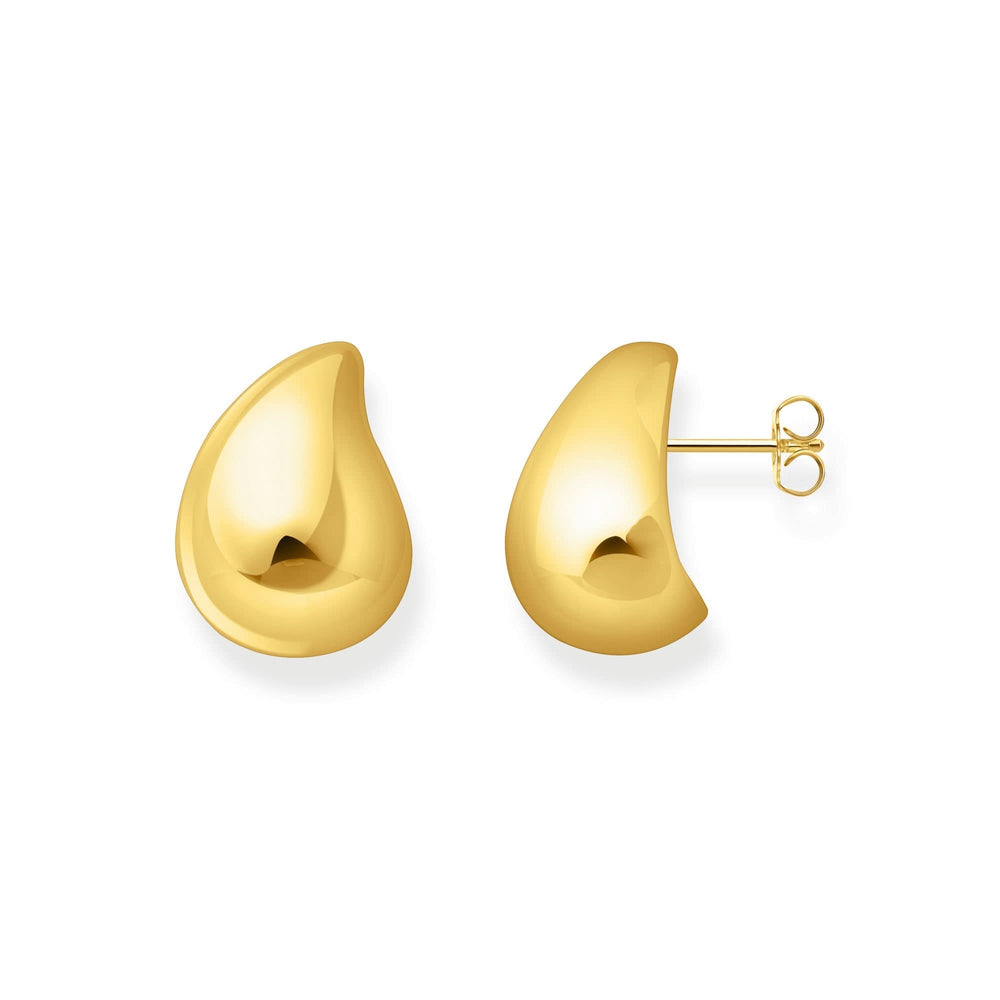 Sterling Silver Bold Elegance Gold Plated Organic Drop Shaped Earrings H2299-413-39