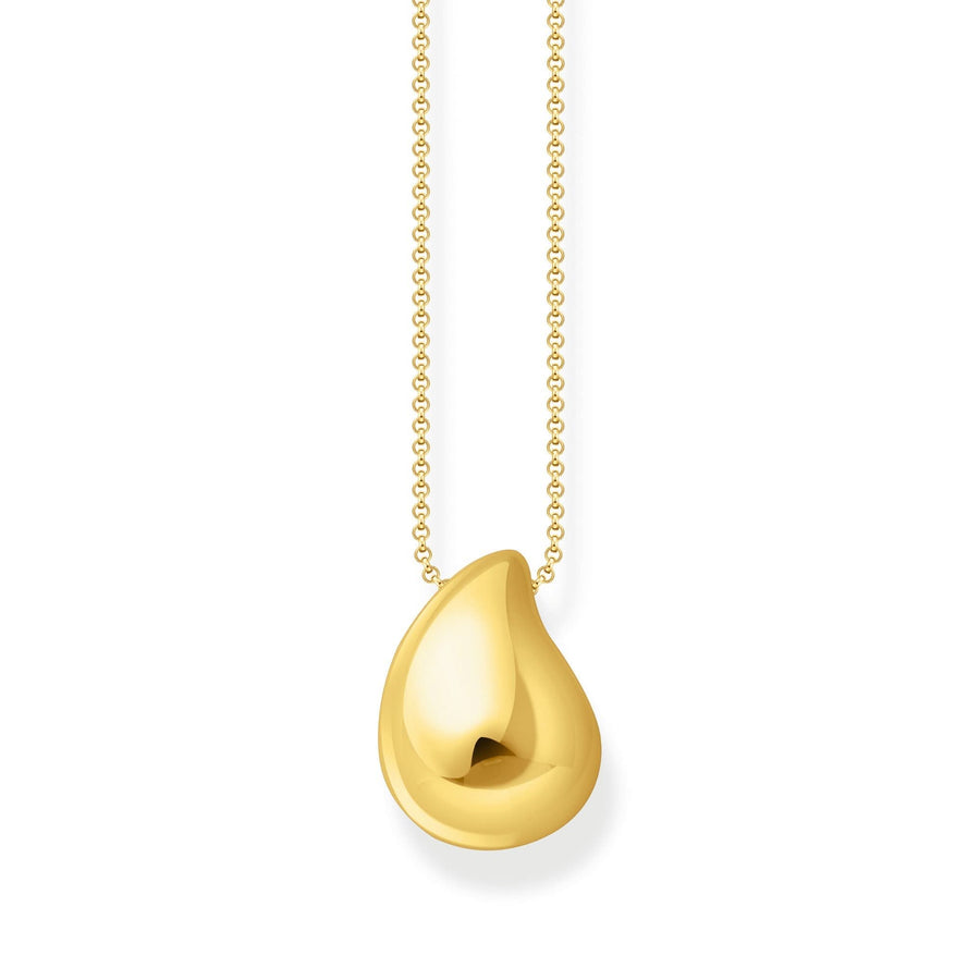 Sterling Silver Bold Elegance Gold Plated Organic Drop Shaped Necklace KE2281-413-39