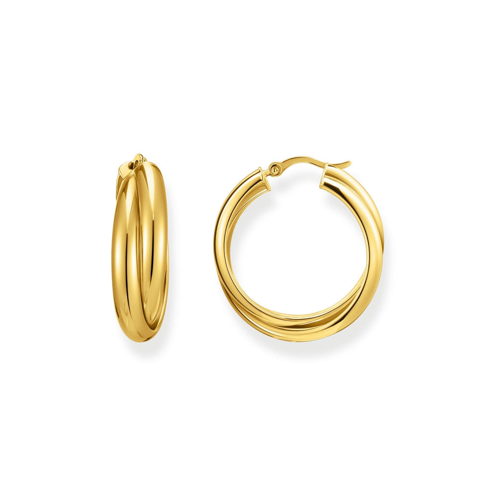 Sterling Silver Bold Elegance Gold Plated Twisted Big Hoop Earrings CR738-413-39