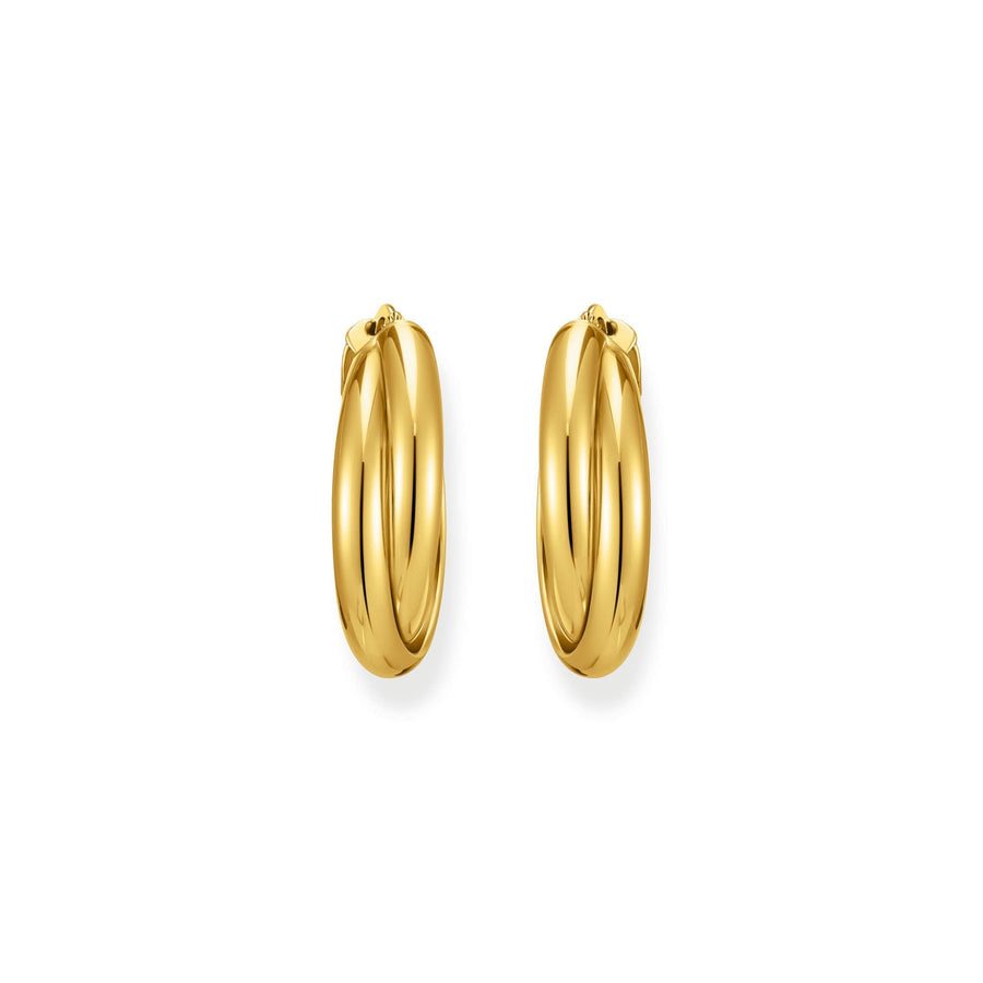 Sterling Silver Bold Elegance Gold Plated Twisted Big Hoop Earrings CR738-413-39