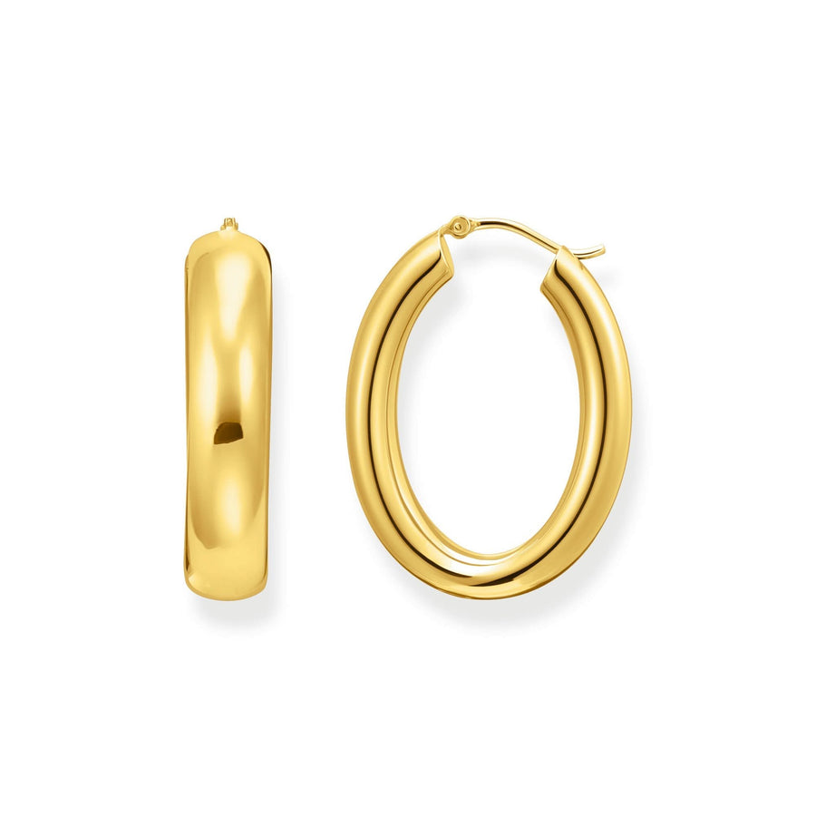 Sterling Silver Bold Elegance Gold Plated Big Chunky Hoop Earrings CR739-413-39