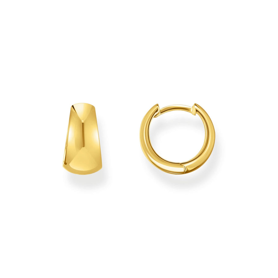 Sterling Silver Bold Elegance Gold Plated Trapezoidal Shaped Hoop Earrings CR740-413-39