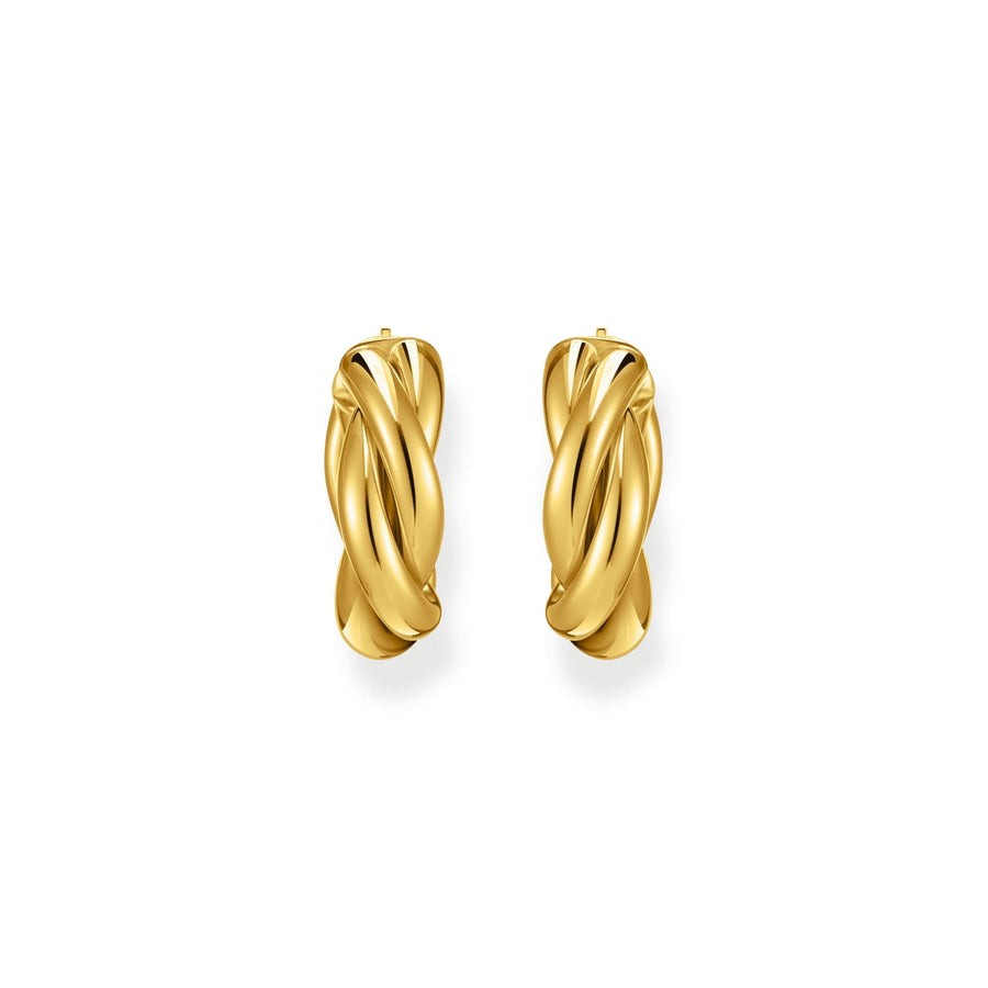 Sterling Silver Bold Elegance Gold Plated Intertwined Hoop Earrings CR742-413-39