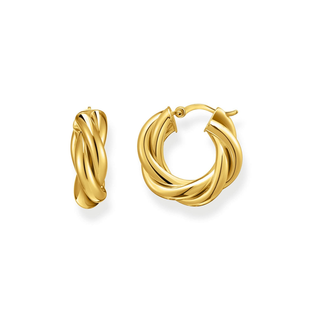Sterling Silver Bold Elegance Gold Plated Intertwined Hoop Earrings CR742-413-39