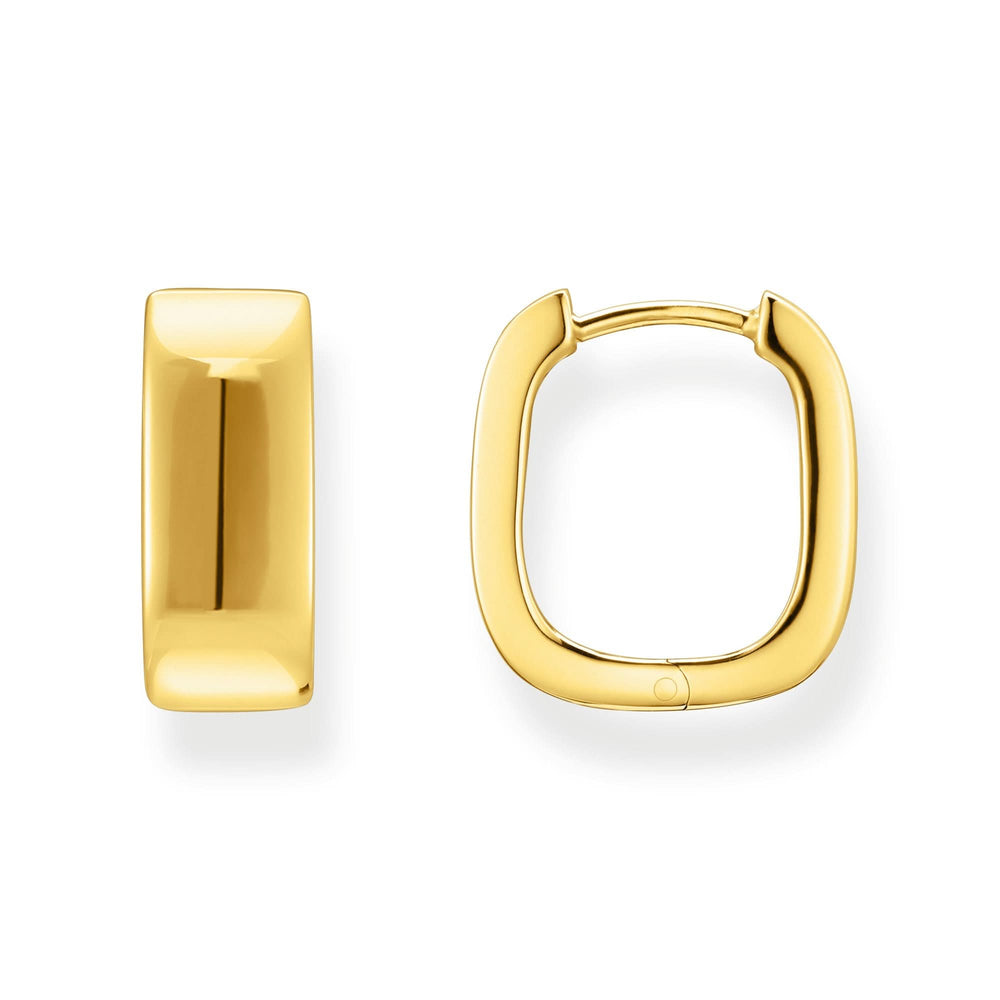 Sterling Silver Bold Elegance Gold Plated Angular Hoop Earrings CR744-413-39
