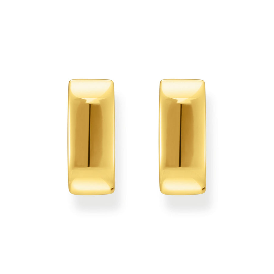 Sterling Silver Bold Elegance Gold Plated Angular Hoop Earrings CR744-413-39