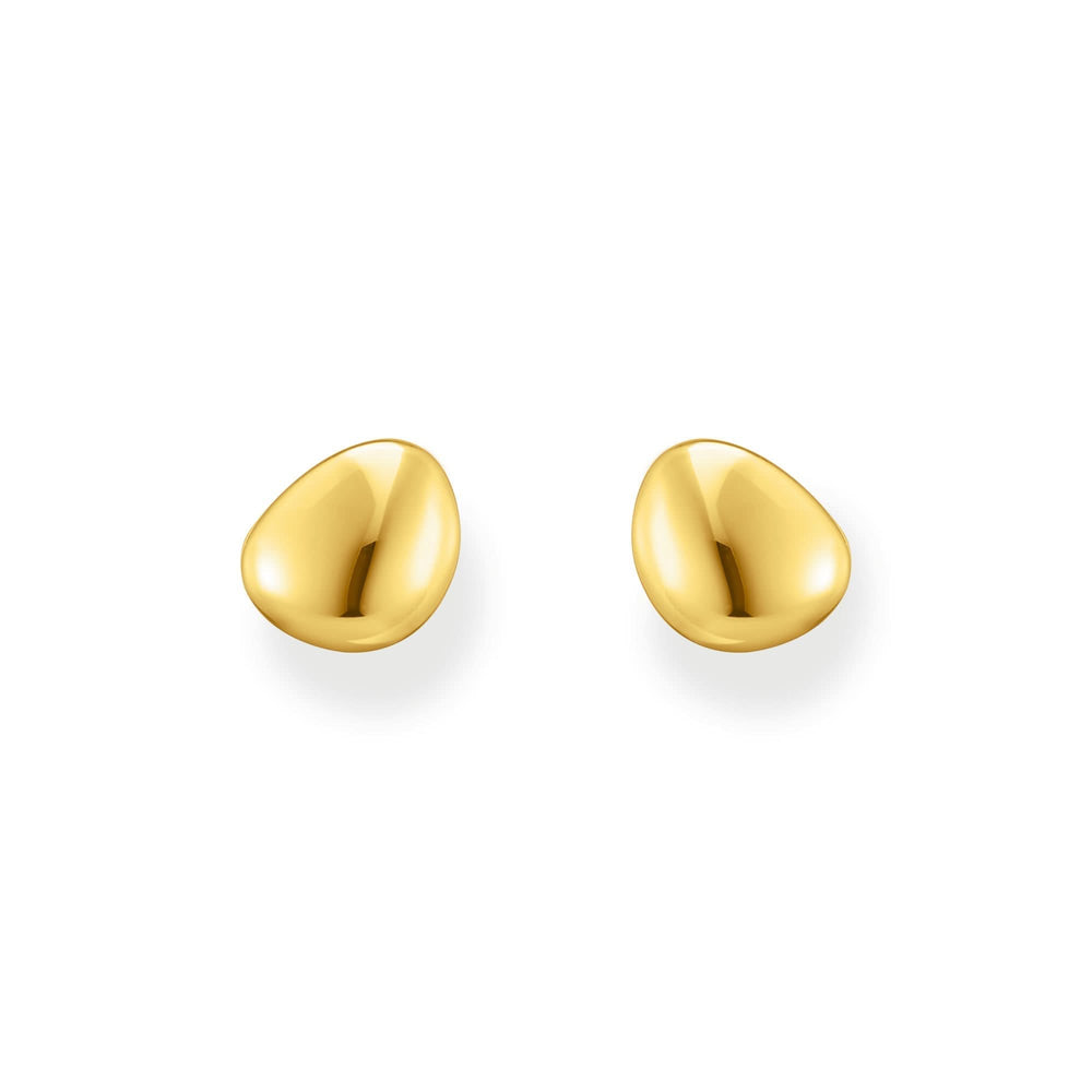 Sterling Silver Bold Elegance Gold Plated Organic Shaped Stud Earrings H2307-413-39