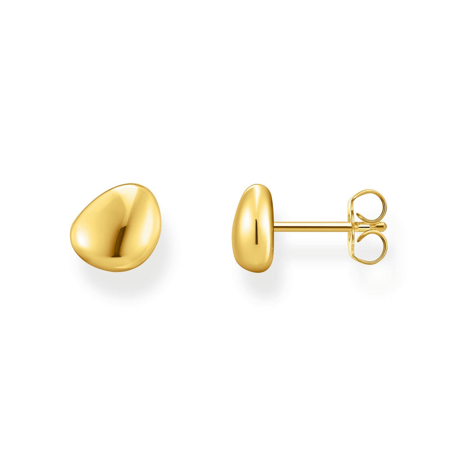 Sterling Silver Bold Elegance Gold Plated Organic Shaped Stud Earrings H2307-413-39