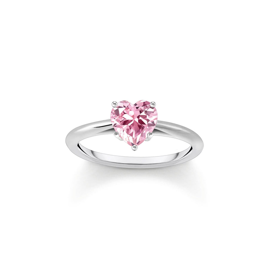 Essentials Sterling Silver Love & Hearts Pink Zirconia Ring TR2476-051-9
