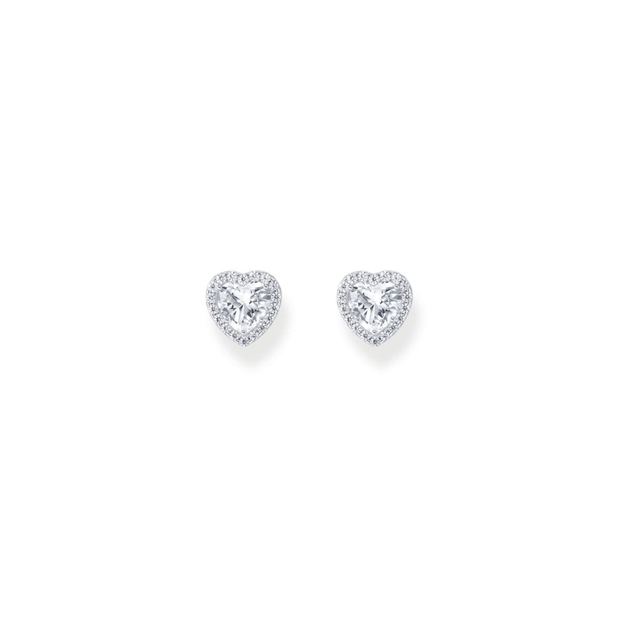 Glam & Soul Sterling Silver Love & Hearts White Heart Earrings H2305-051-14