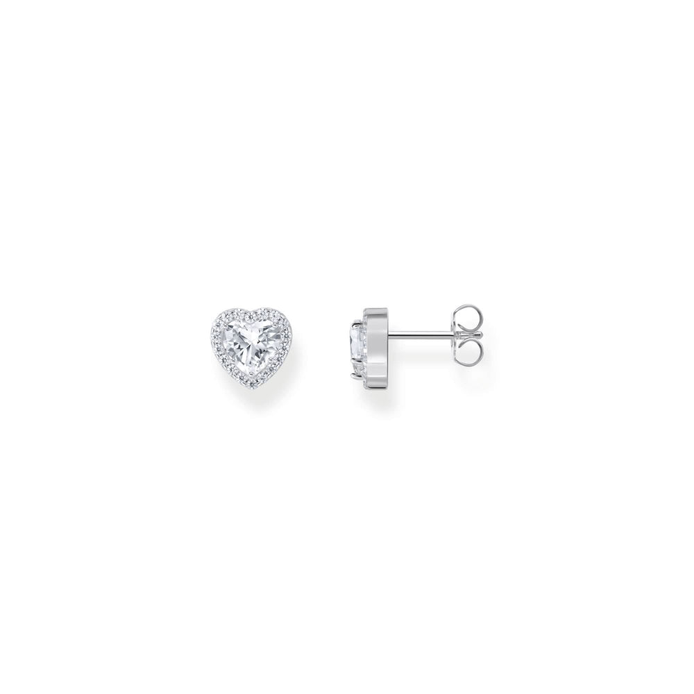 Glam & Soul Sterling Silver Love & Hearts White Heart Earrings H2305-051-14