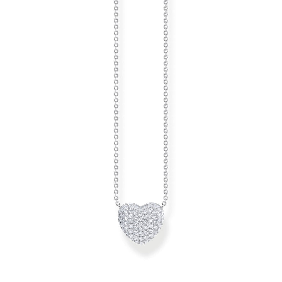 Glam & Soul Sterling Silver Love & Hearts White Pavé Necklace KE2277-051-14