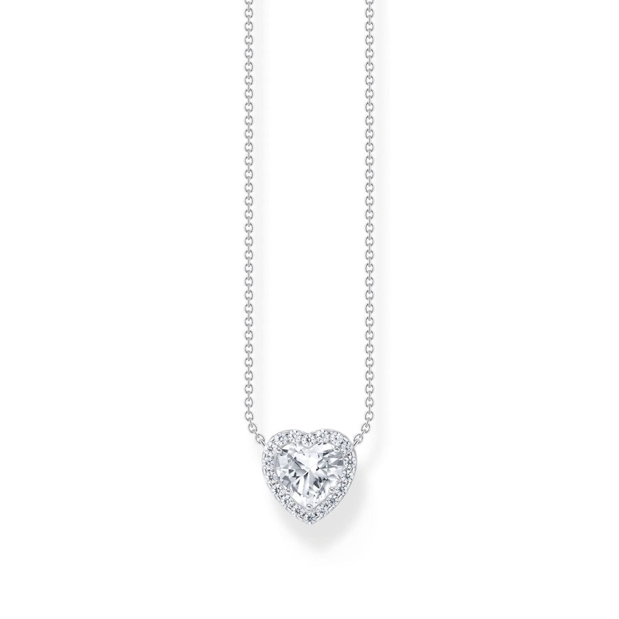 Glam & Soul Sterling Silver Love & Hearts White Zirconia Necklace KE2280-051-14