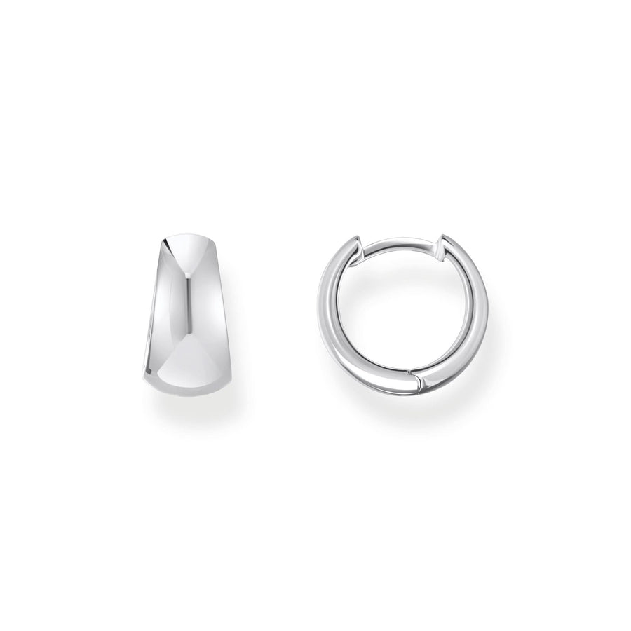 Sterling Silver Bold Elegance Trapezoidal Shaped Hoop Earrings CR740-001-21