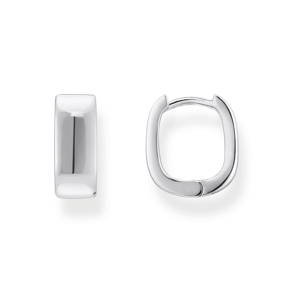 Sterling Silver Bold Elegance Small Angular Hoop Earrings CR743-001-21