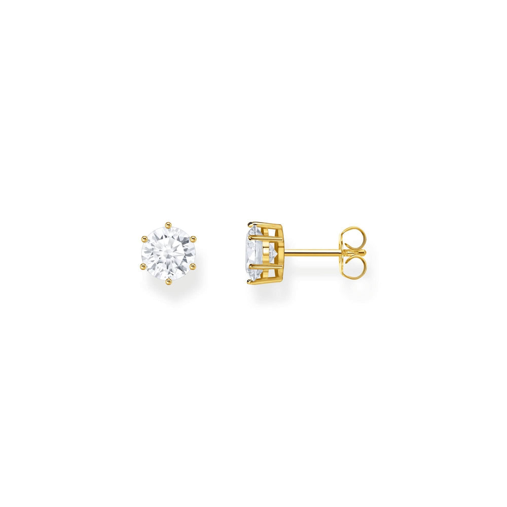 Essentials Sterling Silver Sparkling Gold Plated White Zirconia Earrings H2300-414-14