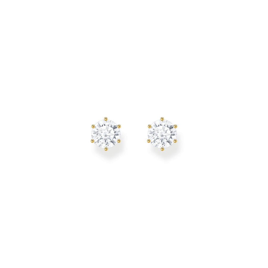 Essentials Sterling Silver Sparkling Gold Plated White Zirconia Earrings H2300-414-14