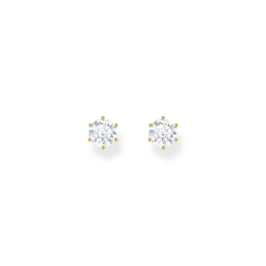 Essentials Sterling Silver Sparkling Gold Plated White Zirconia Earrings H2301-414-14