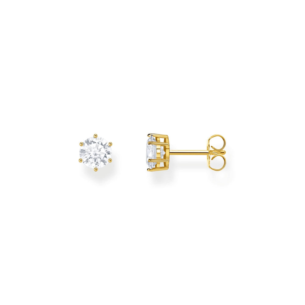 Essentials Sterling Silver Sparkling Gold Plated White Zirconia Earrings H2301-414-14