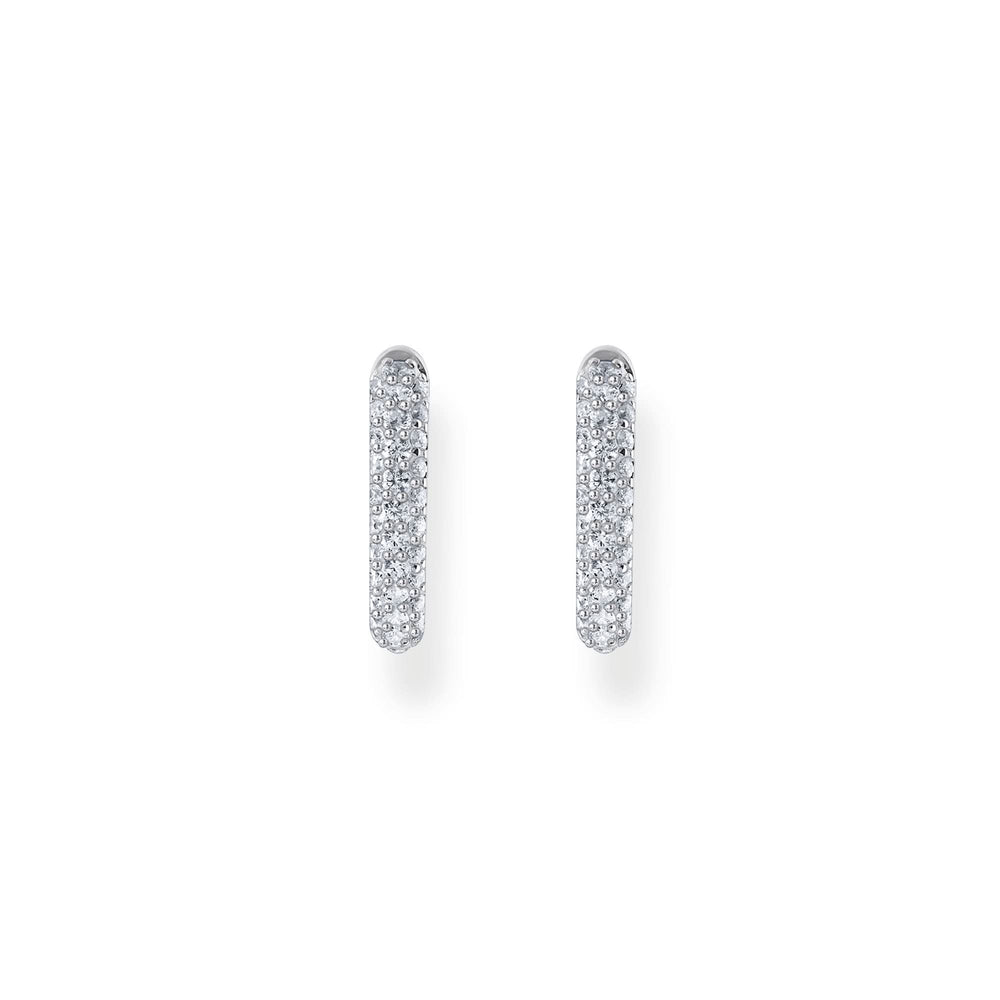 Essentials Sterling Silver Sparkling White Zirconia Pavé Hoop Earrings CR730-051-14