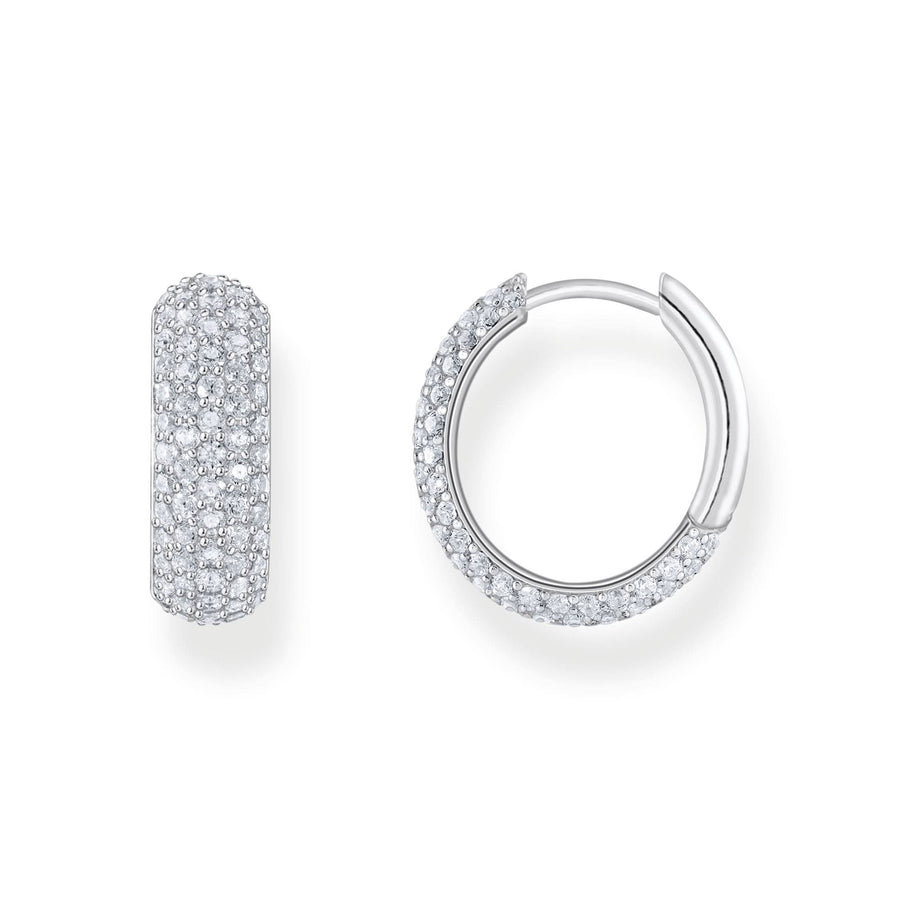 Essentials Sterling Silver Sparkling White Zirconia Wide Hoop Earrings CR731-051-14