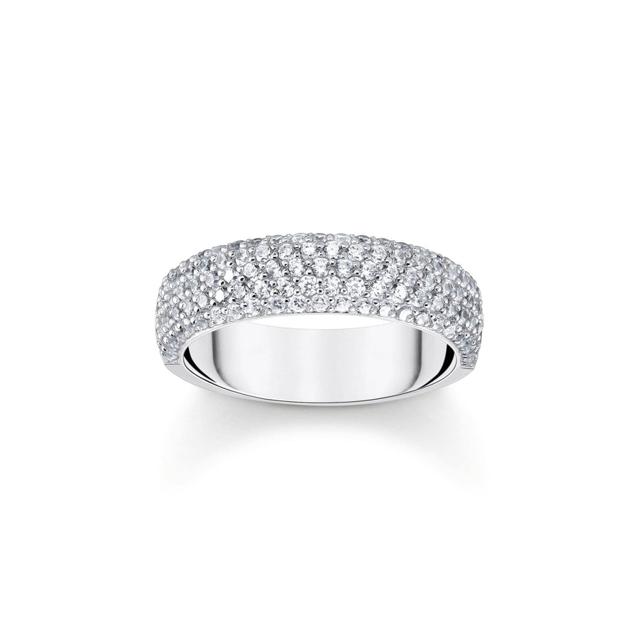Essentials Sterling Silver Sparkling White Zirconia Band Ring TR2460-051-14