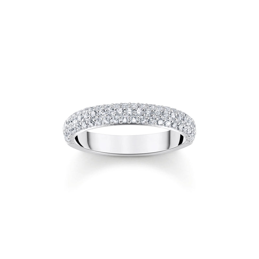 Essentials Sterling Silver Sparkling White Zirconia Ring TR2462-051-14