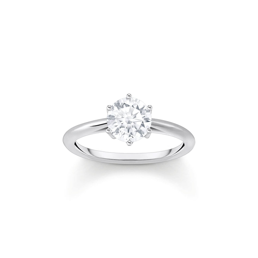 Essentials Sterling Silver Sparkling White Zirconia Ring TR2474-051-14