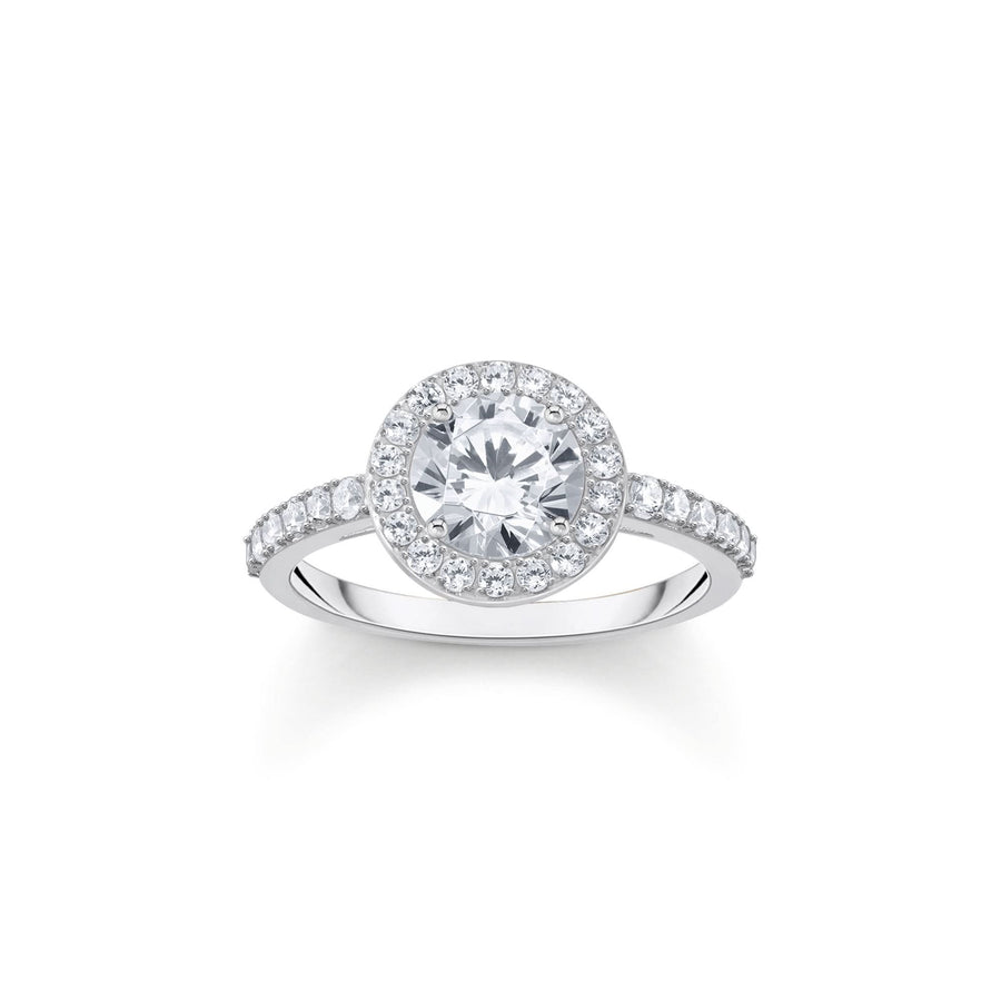 Essentials Sterling Silver Sparkling White Zirconia Ring TR2475-051-14