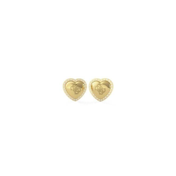Gold 4G Logo Heart Ear Studs Earrings UBE01073YGGuess JewelleryUBE01073YG