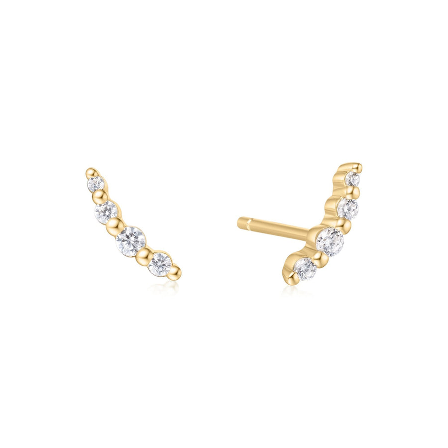 Gold Bezel Beaded Stone Stud Earrings E065-01G