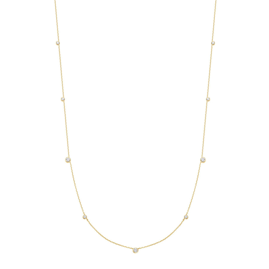 Gold Bezel Cubic Zirconia Station Necklace N065-06G