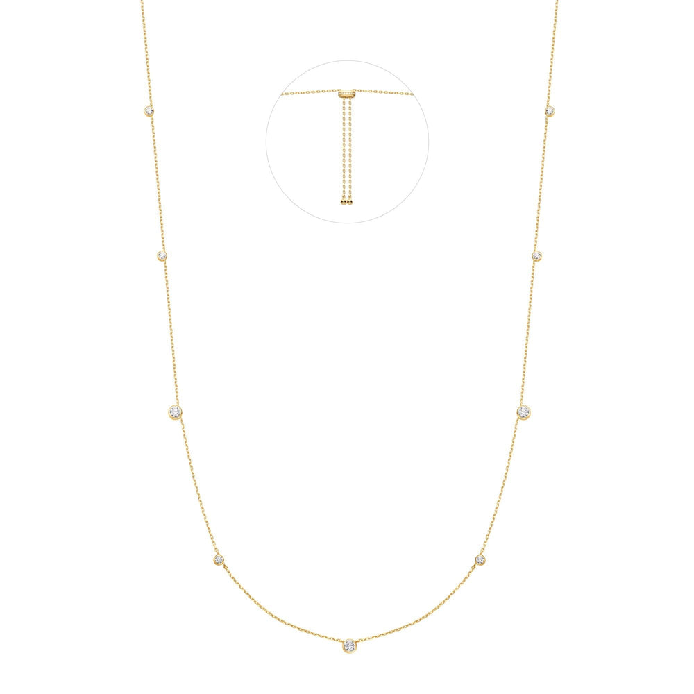 Gold Bezel Cubic Zirconia Station Necklace N065-06G