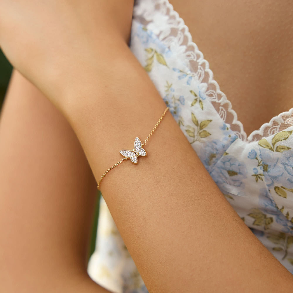 Gold Butterfly Pavé Bracelet B064-02G