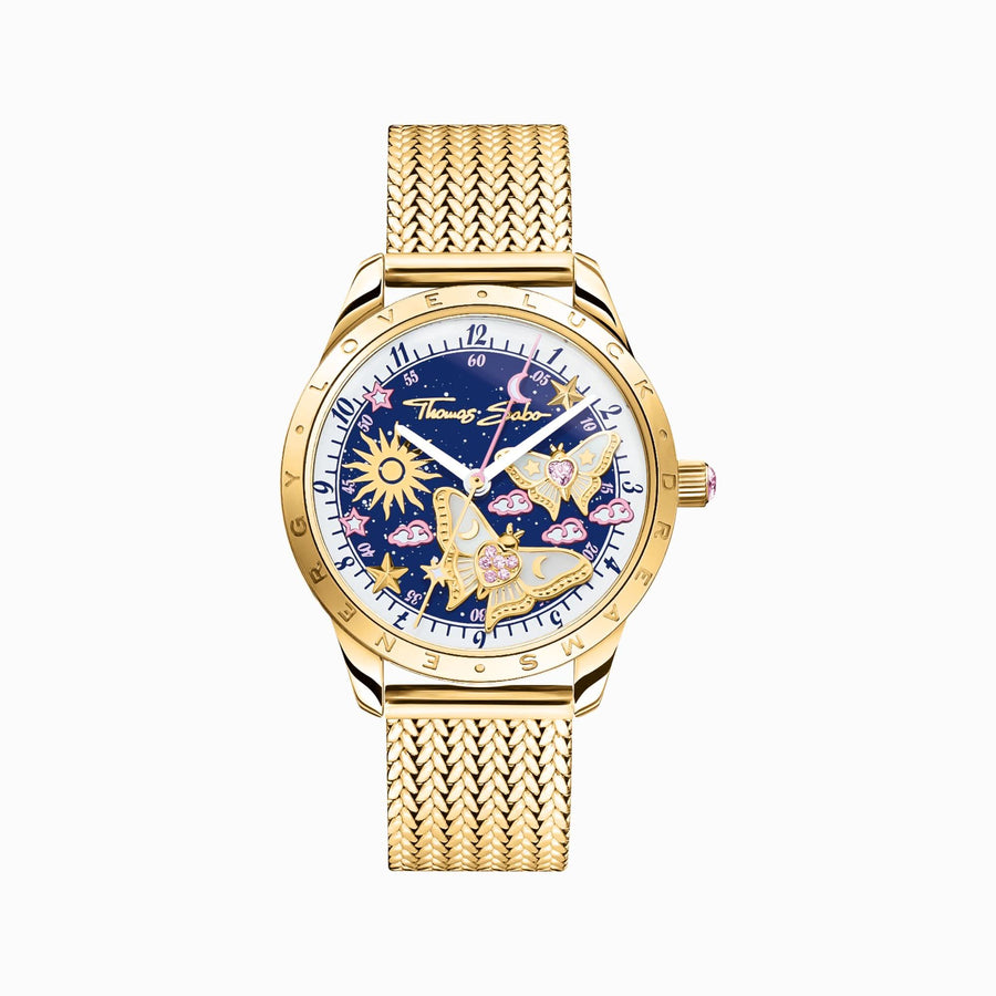 Gold-Coloured Women's Butterfly Watch WA0430-291-207