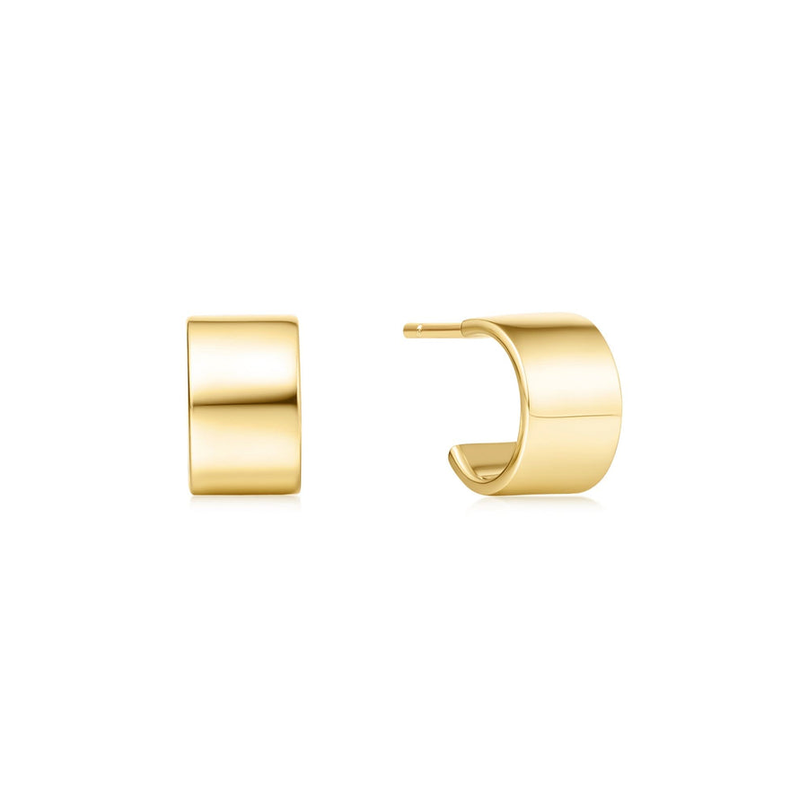 Gold Flat Small Huggie Hoop Earrings E062-02G