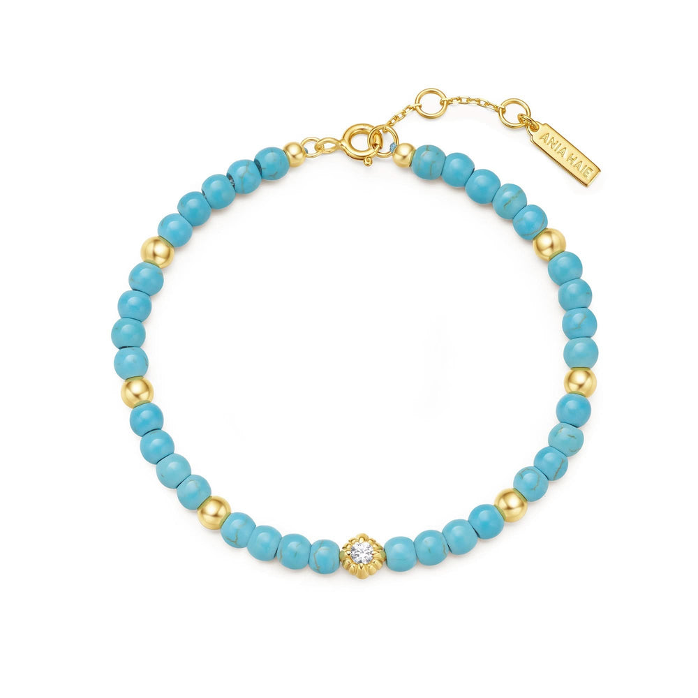 Gold Lab Created Turquoise Bracelet B063-04G