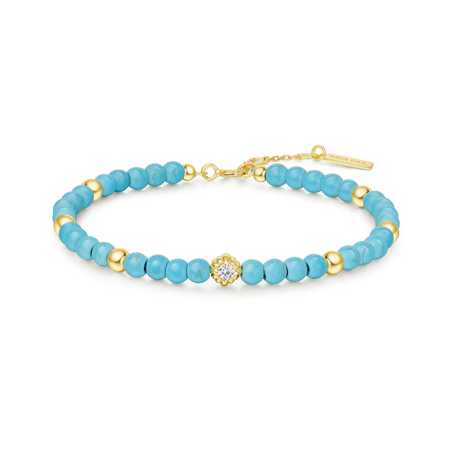 Gold Lab Created Turquoise Bracelet B063-04G