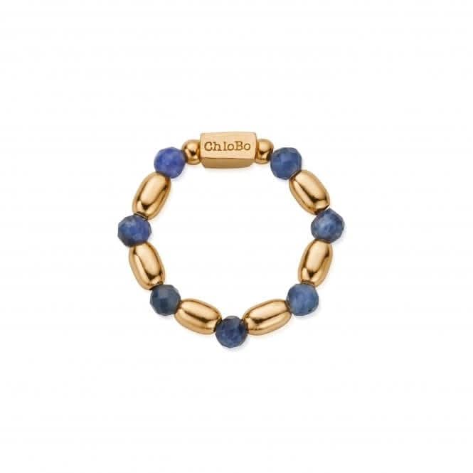 Gold Mini Rice Sodalite Ring