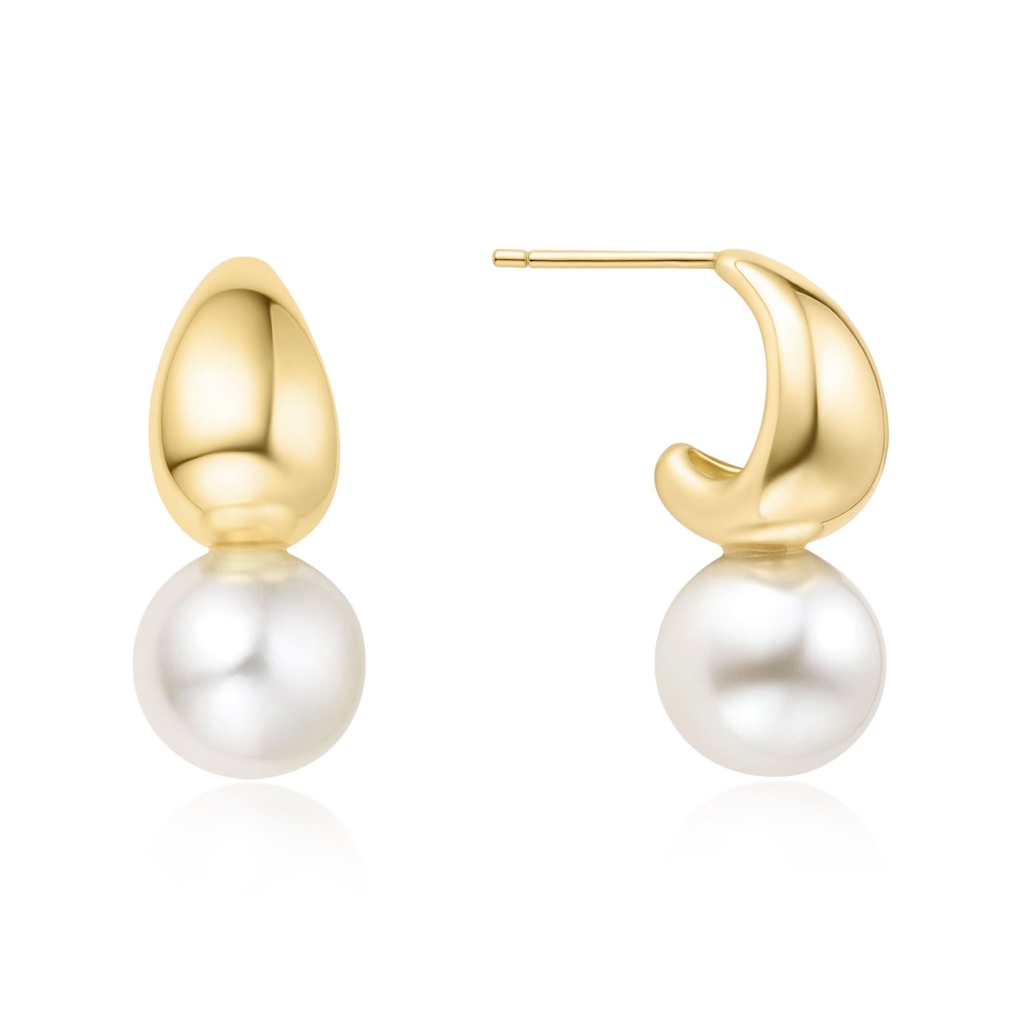 Gold Pearl Dome Hoop Earrings E062-06G – Timeless Design