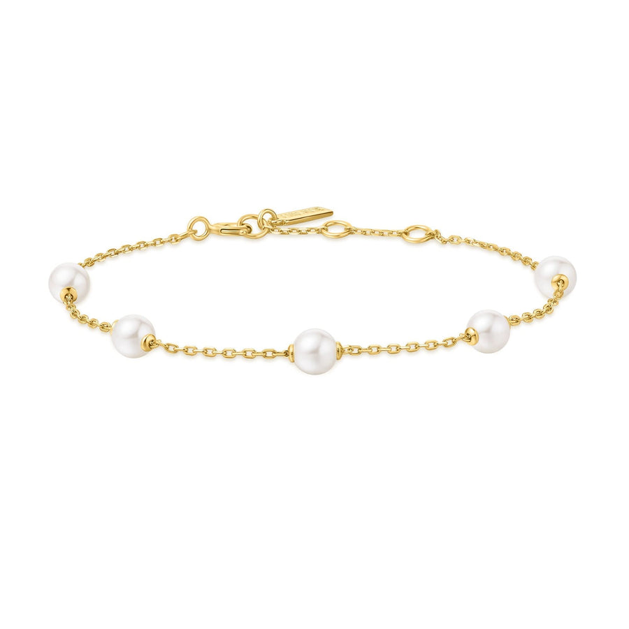 Gold Pearl Station Bracelet B065-01G