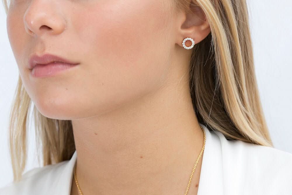 Gold Plated Biella Uno Piccolo Earrings SJ-E337-CZ-YG