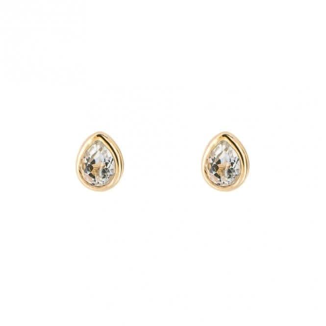 Gold Plated Birthstone April White Topaz Earrings E6205BeginningsE6205