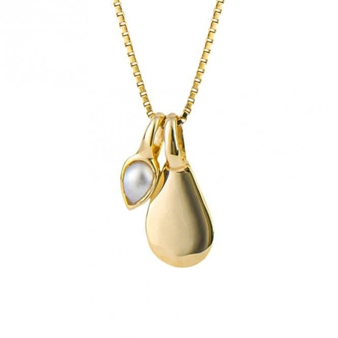 Gold Plated Birthstone June Cabochon Pearl Pendant P5184