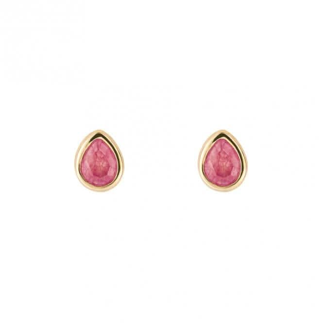 Gold Plated Birthstone July Pink Quartz Earrings E6208BeginningsE6208