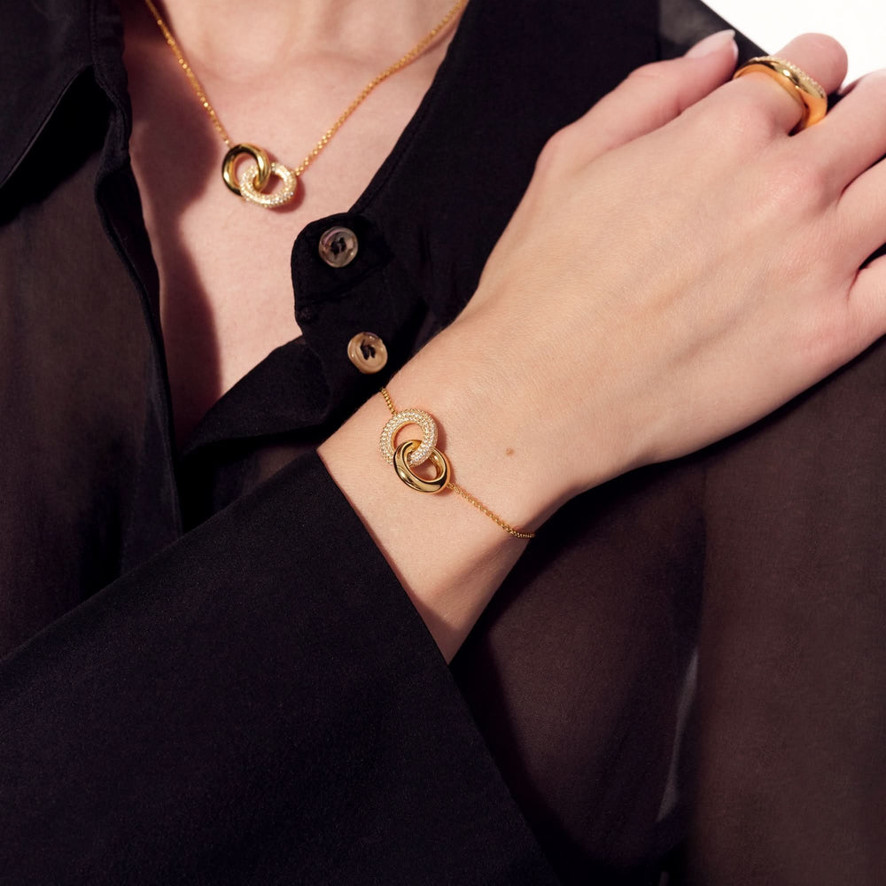 Gold Plated Carrara Bracelet SJ-B2477-CZ-YG