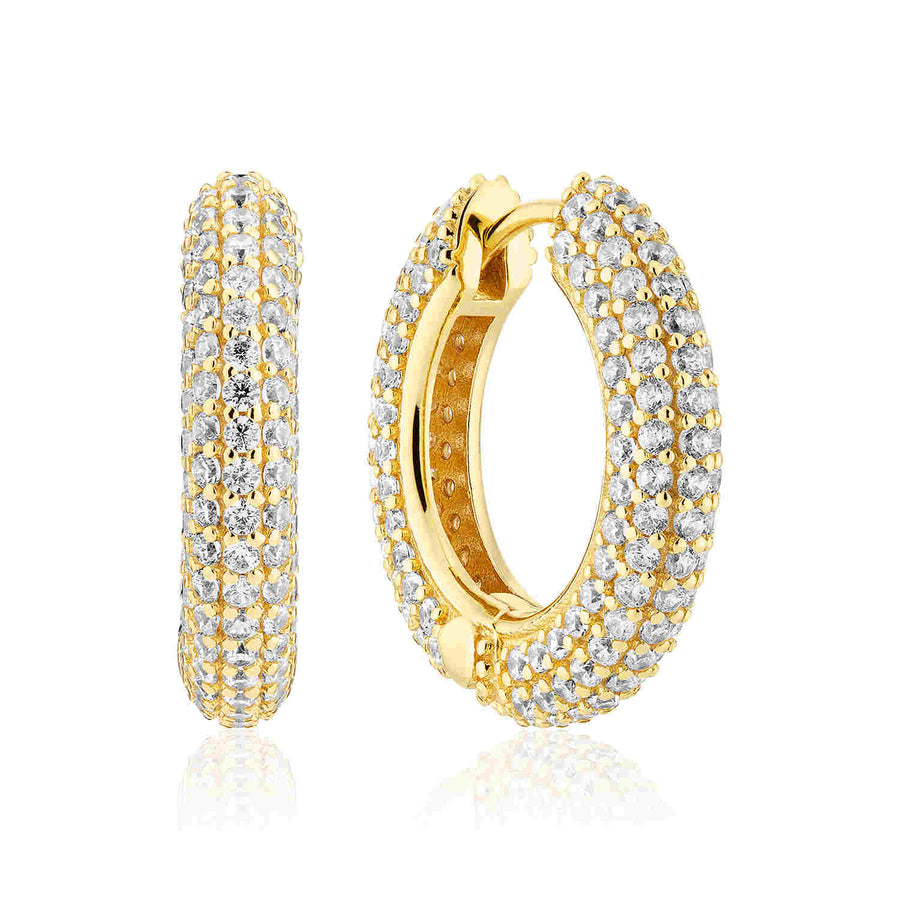 Gold Plated Carrara Medio Earrings SJ-E2474-CZ-YG